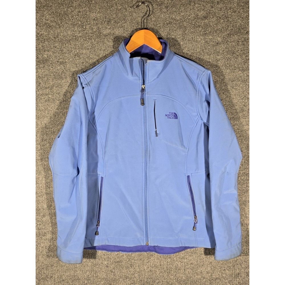 The North Face Womens Large Blue Purple Fleece Lined Soft Shell Full Zip Jacket